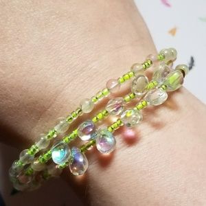 Handmade Teardrop Shape Triple Layer Beaded Bracelet